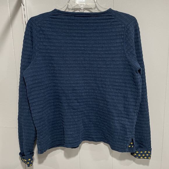 Twee Mansted Womens Textured Knit Cardigan Sweater Size Medium Blue Polka Dots - Picture 3 of 8